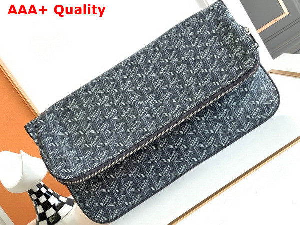 Goyard Sainte Marie MM Clutch in Grey Goyardine Canvas and Chevroches Calfskin Replica