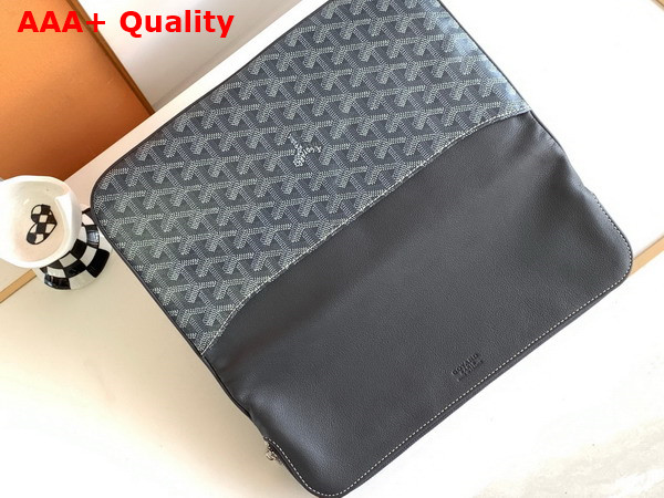 Goyard Sainte Marie MM Clutch in Grey Goyardine Canvas and Chevroches Calfskin Replica