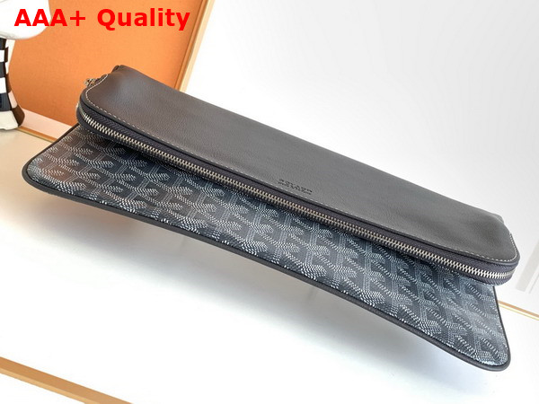 Goyard Sainte Marie MM Clutch in Grey Goyardine Canvas and Chevroches Calfskin Replica