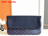 Goyard Sainte Marie MM Clutch in Navy Blue Goyardine Canvas and Chevroches Calfskin Replica