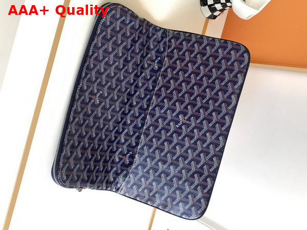 Goyard Sainte Marie MM Clutch in Navy Blue Goyardine Canvas and Chevroches Calfskin Replica