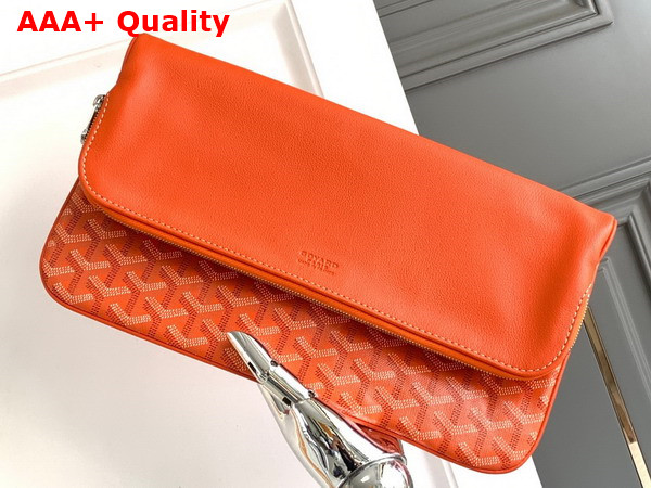 Goyard Sainte Marie MM Clutch in Orange Goyardine Canvas and Chevroches Calfskin Replica