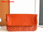 Goyard Sainte Marie MM Clutch in Orange Goyardine Canvas and Chevroches Calfskin Replica