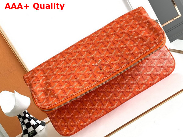 Goyard Sainte Marie MM Clutch in Orange Goyardine Canvas and Chevroches Calfskin Replica