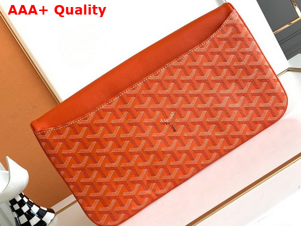 Goyard Sainte Marie MM Clutch in Orange Goyardine Canvas and Chevroches Calfskin Replica