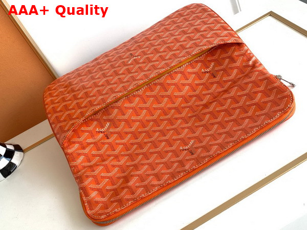 Goyard Sainte Marie MM Clutch in Orange Goyardine Canvas and Chevroches Calfskin Replica