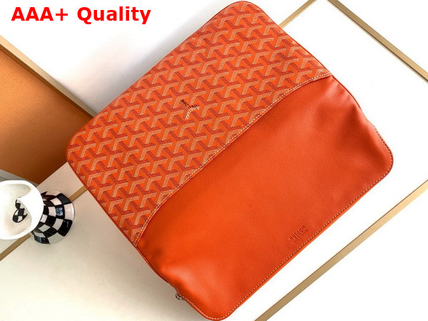 Goyard Sainte Marie MM Clutch in Orange Goyardine Canvas and Chevroches Calfskin Replica