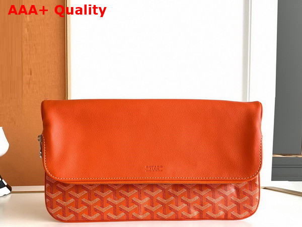 Goyard Sainte Marie MM Clutch in Orange Goyardine Canvas and Chevroches Calfskin Replica