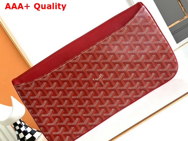 Goyard Sainte Marie MM Clutch in Red Goyardine Canvas and Chevroches Calfskin Replica