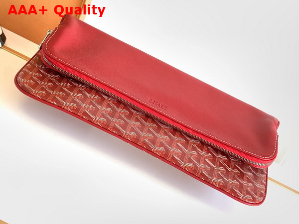 Goyard Sainte Marie MM Clutch in Red Goyardine Canvas and Chevroches Calfskin Replica