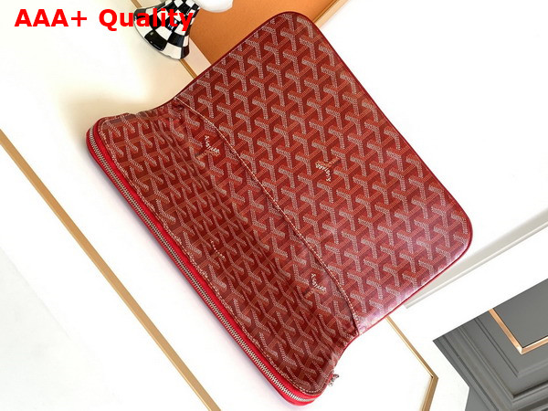 Goyard Sainte Marie MM Clutch in Red Goyardine Canvas and Chevroches Calfskin Replica