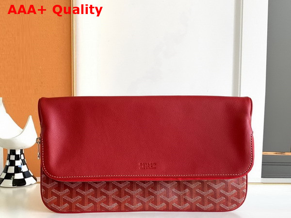 Goyard Sainte Marie MM Clutch in Red Goyardine Canvas and Chevroches Calfskin Replica