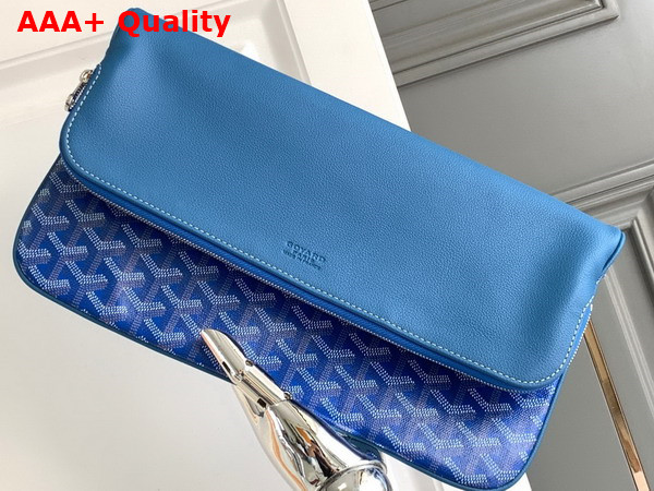 Goyard Sainte Marie MM Clutch in Sky Blue Goyardine Canvas and Chevroches Calfskin Replica