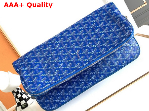 Goyard Sainte Marie MM Clutch in Sky Blue Goyardine Canvas and Chevroches Calfskin Replica