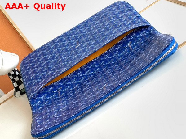 Goyard Sainte Marie MM Clutch in Sky Blue Goyardine Canvas and Chevroches Calfskin Replica