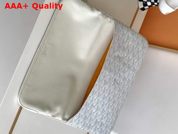 Goyard Sainte Marie MM Clutch in White Goyardine Canvas and Chevroches Calfskin Replica