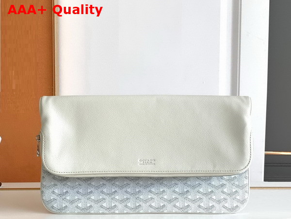 Goyard Sainte Marie MM Clutch in White Goyardine Canvas and Chevroches Calfskin Replica