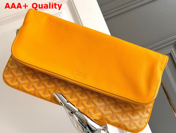 Goyard Sainte Marie MM Clutch in Yellow Goyardine Canvas and Chevroches Calfskin Replica