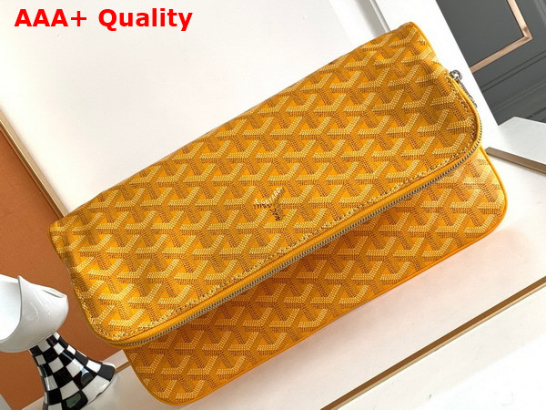 Goyard Sainte Marie MM Clutch in Yellow Goyardine Canvas and Chevroches Calfskin Replica