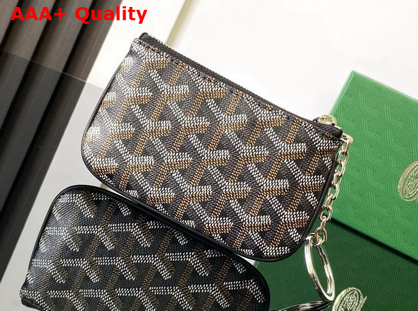 Goyard Senat Nano Key Pouch in Black Goyardine Canvas and Chevroches Calfskin Replica