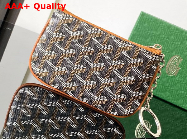 Goyard Senat Nano Key Pouch in Goyardine Canvas and Chevroches Calfskin Black and Tan Replica