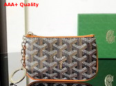 Goyard Senat Nano Key Pouch in Goyardine Canvas and Chevroches Calfskin Black and Tan Replica