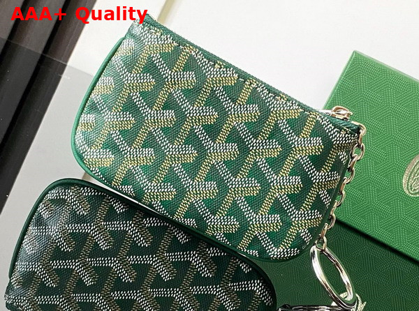 Goyard Senat Nano Key Pouch in Green Goyardine Canvas and Chevroches Calfskin Replica