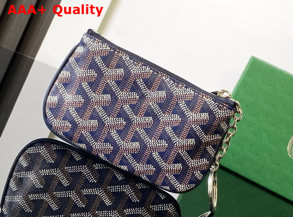 Goyard Senat Nano Key Pouch in Navy Blue Goyardine Canvas and Chevroches Calfskin Replica