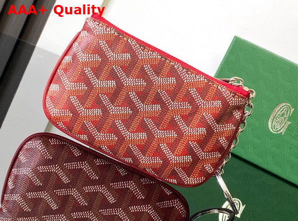 Goyard Senat Nano Key Pouch in Red Goyardine Canvas and Chevroches Calfskin Replica