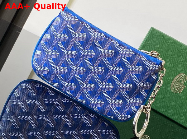 Goyard Senat Nano Key Pouch in Sky Blue Goyardine Canvas and Chevroches Calfskin Replica