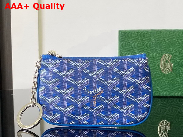 Goyard Senat Nano Key Pouch in Sky Blue Goyardine Canvas and Chevroches Calfskin Replica