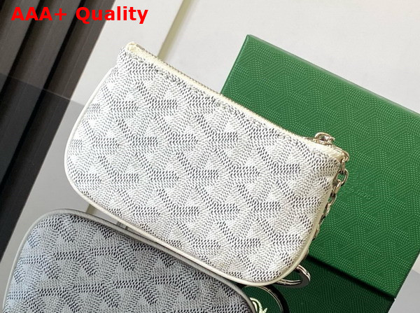 Goyard Senat Nano Key Pouch in White Goyardine Canvas and Chevroches Calfskin Replica