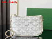 Goyard Senat Nano Key Pouch in White Goyardine Canvas and Chevroches Calfskin Replica