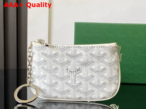 Goyard Senat Nano Key Pouch in White Goyardine Canvas and Chevroches Calfskin Replica