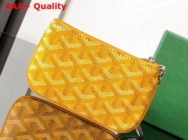 Goyard Senat Nano Key Pouch in Yellow Goyardine Canvas and Chevroches Calfskin Replica