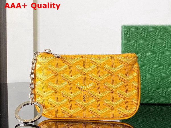 Goyard Senat Nano Key Pouch in Yellow Goyardine Canvas and Chevroches Calfskin Replica