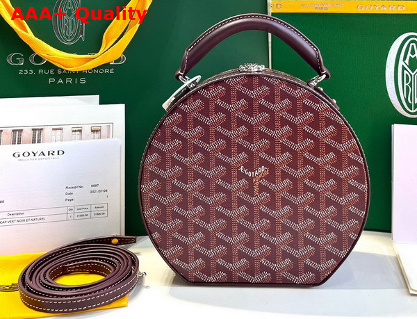 Goyard The Alto Hatbox Trunk Bag in Burgundy Goyardine Canvas and Clemecy Cowhide Replica