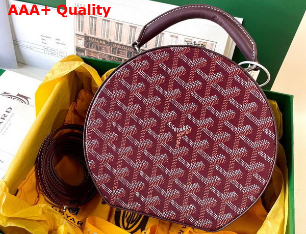 Goyard The Alto Hatbox Trunk Bag in Burgundy Goyardine Canvas and Clemecy Cowhide Replica