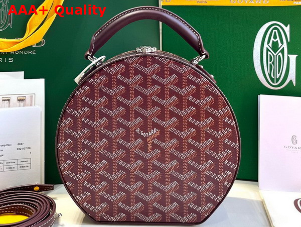 Goyard The Alto Hatbox Trunk Bag in Burgundy Goyardine Canvas and Clemecy Cowhide Replica