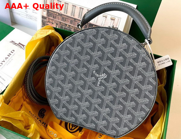 Goyard The Alto Hatbox Trunk Bag in Gray Goyardine Canvas and Clemecy Cowhide Replica