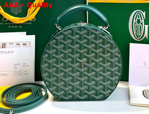 Goyard The Alto Hatbox Trunk Bag in Green Goyardine Canvas and Clemecy Cowhide Replica