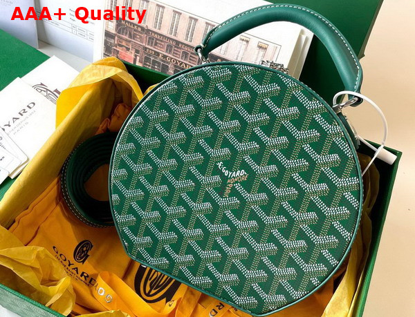 Goyard The Alto Hatbox Trunk Bag in Green Goyardine Canvas and Clemecy Cowhide Replica