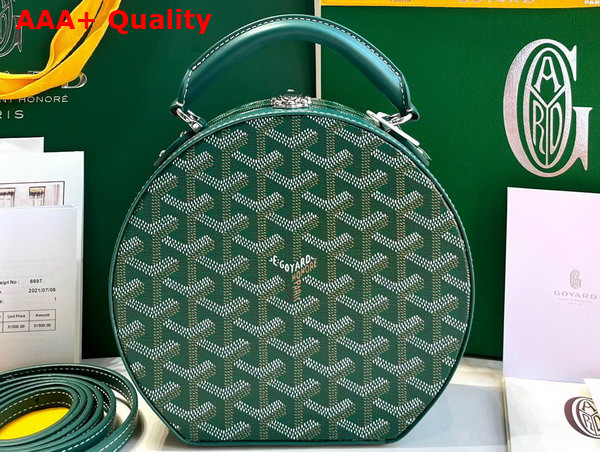 Goyard The Alto Hatbox Trunk Bag in Green Goyardine Canvas and Clemecy Cowhide Replica