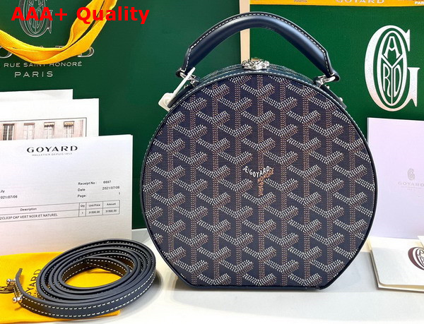 Goyard The Alto Hatbox Trunk Bag in Navy Blue Goyardine Canvas and Clemecy Cowhide Replica