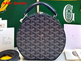 Goyard The Alto Hatbox Trunk Bag in Navy Blue Goyardine Canvas and Clemecy Cowhide Replica