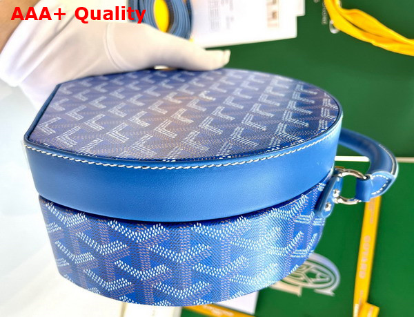 Goyard The Alto Hatbox Trunk Bag in Sky Blue Goyardine Canvas and Clemecy Cowhide Replica