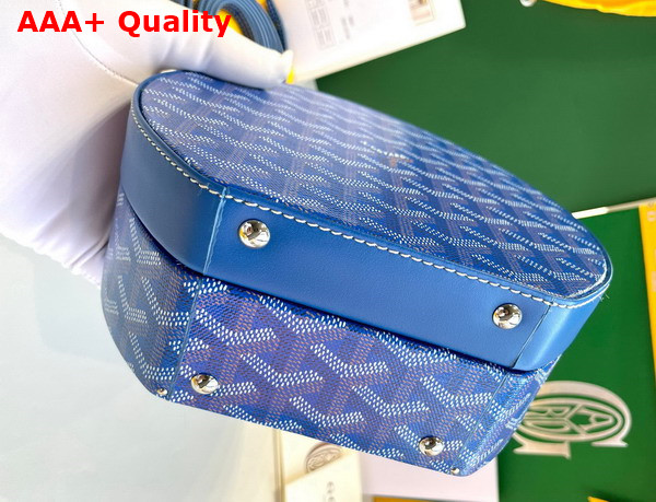 Goyard The Alto Hatbox Trunk Bag in Sky Blue Goyardine Canvas and Clemecy Cowhide Replica