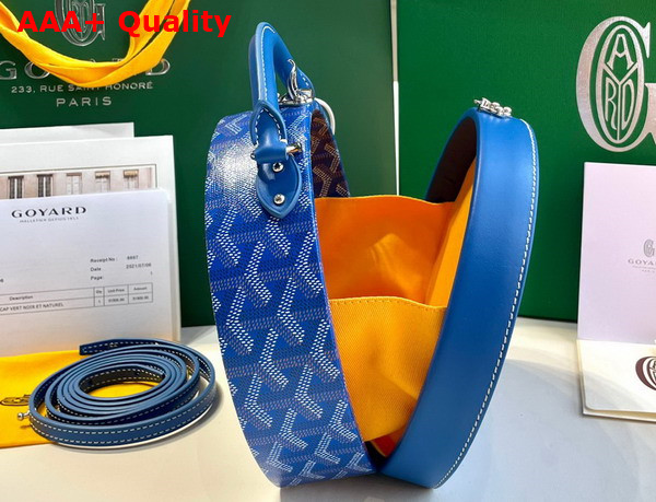 Goyard The Alto Hatbox Trunk Bag in Sky Blue Goyardine Canvas and Clemecy Cowhide Replica