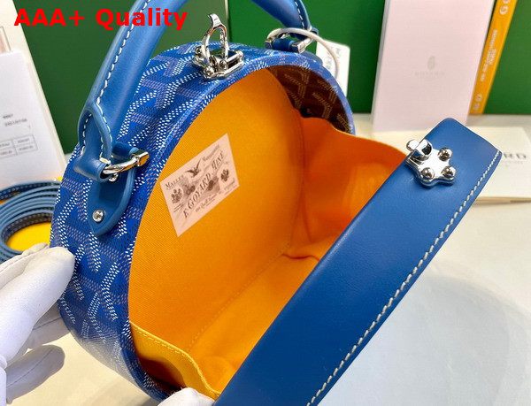 Goyard The Alto Hatbox Trunk Bag in Sky Blue Goyardine Canvas and Clemecy Cowhide Replica