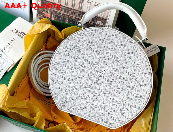 Goyard The Alto Hatbox Trunk Bag in White Goyardine Canvas and Clemecy Cowhide Replica